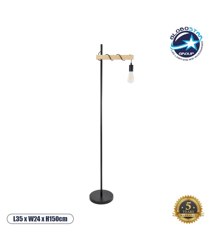 GLOBOSTAR® MINDELO 02033 Μοντέρνο Επιδαπέδιο Φωτιστικό με Ντουί 1 x E27 AC 220-240V IP20 - Μαύρο & Μπεζ - Μ35 x Π24 x Υ150cm